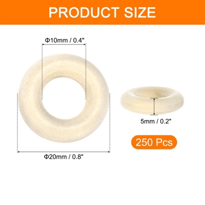 Unique Bargains Smooth Natural Unfinished Small Solid Wood Craft Ring 250 Pcs