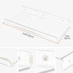 Unique Bargains Clear Acrylic Floating Wall Mounted Shelves For Bathroom And Living Room