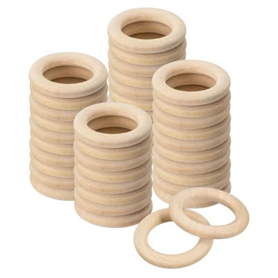 Unique Bargains DIY Crafting Natural Smooth Unfinished Wood Rings 50 Pcs - Image 6