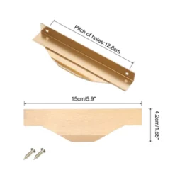 Unique Bargains Finger Edge Cabinet Pull 128mm Hole Diameter Gold 6 Pcs