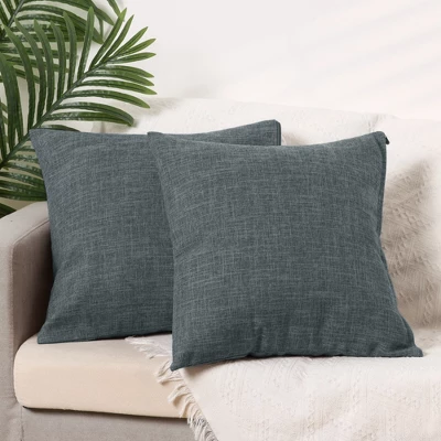 Unique Bargains Linen Solid Contemporary Indoor Outdoor Decorative Throw Pillow Cover 2 Packs