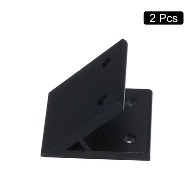 Unique Bargains Aluminum Alloy Corner Brace Joint Connector Mount 45 Degree Angle Profile Brackets For 3060 Series Black 2 Pcs - Image 2
