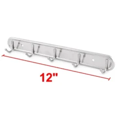Unique Bargains Washroom Wall Mounted 5 Hooks Towel Hat Coat Hooks And Hangers Silver Tone 2 Pcs