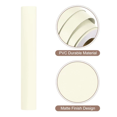 Unique Bargains Wallpaper, Peel And Stick Wallpaper Contact Paper Solid Color Vinyl Self-Adhesive Wall Paper Decorative Cream Yellow 590" X 15.7" - Image 2