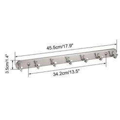 Unique Bargains Wall Mount 7 Hooks Stainless Steel Rack Coat Hat Hooks And Hangers Silver Tone 1 Pc