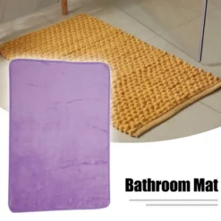Unique Bargains Solid Color Pattern Bathroom Rugs Polyester Bath Mat Machine Washable Purple 80x50cm