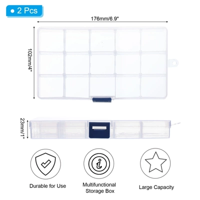 Unique Bargains Plastic Nail Bead Art Supplies Fishing Tools Craft Organizer 6.9x4x1 Inch 2 Pcs