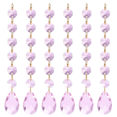 Unique Bargains Crystal Teardrop Octagon Beads Shiny Glass Pendants 6 Pcs - Image 7