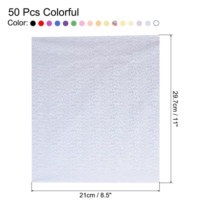 Unique Bargains Deco Foil Transfer Sheets For DIY Craft Laser Printer 8.5"x11" 50 Pcs Colorful