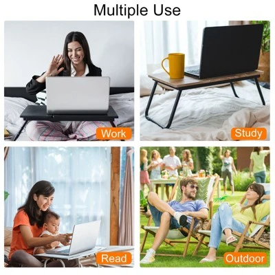 Unique Bargains Laptop Bed Desk Foldable Breakfast Tray Portable Lap Desk With Storage Drawer Tablet Slot Cup Holder For Bed Couch Sofa Floor - Image 3
