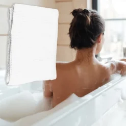 Unique Bargains Waffle Weave Pattern Soft Absorbent Cotton Bath Towel Classic Design 55.12''x27.56'' For Bathroom Shower 1Pc