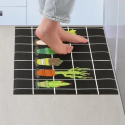 Unique Bargains Summer Farmhouse Decorations Cactus Pattern Kitchen Rugs Set Of 1