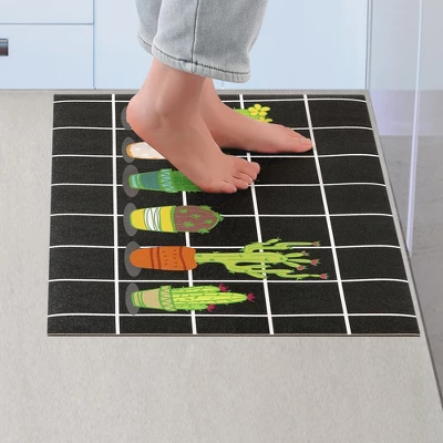 Unique Bargains Summer Farmhouse Decorations Cactus Pattern Kitchen Rugs Set Of 1