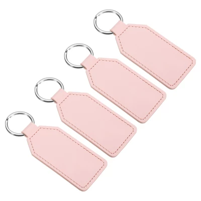 Unique Bargains PU Leather Keychain Blank With Key Rings For DIY Laser Engraving 4 Pcs - Image 9