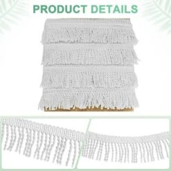 Unique Bargains Polyester Boho Durable Multipurpose Curtain Fringe Trim 2.4 Inch 1 Pc