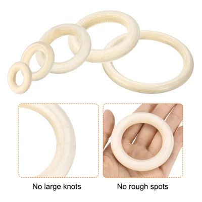 Unique Bargains Smooth Natural Unfinished Small Solid Wood Craft Ring 50 Pcs - Image 2