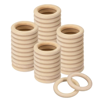Unique Bargains DIY Crafting Natural Smooth Unfinished Wood Rings 50 Pcs - Image 8