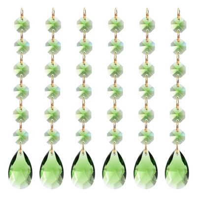 Unique Bargains Crystal Teardrop Octagon Beads Shiny Glass Pendants 6 Pcs - Image 6