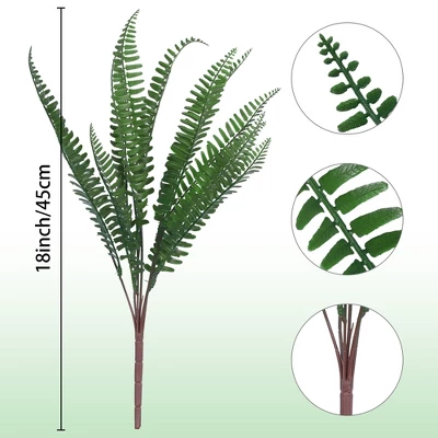 Unique Bargains Artificial Plants Faux Greenery Ferns Branches For Home Garden Decor 2 Pcs