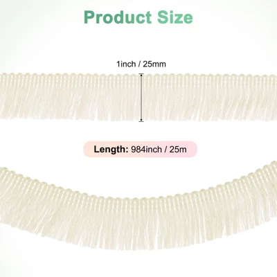 Unique Bargains Polyester Boho Durable Multipurpose Tassel Fringe Trim 27 Yards 1 Inch 1 Pc - Image 2