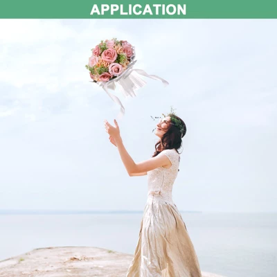 Unique Bargains Wedding Artificial Bouquet Silk Ribbon Bridal Bouquet 1 Pc - Image 4