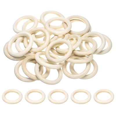 Unique Bargains Smooth Natural Unfinished Small Solid Wood Craft Ring 50 Pcs - Image 6