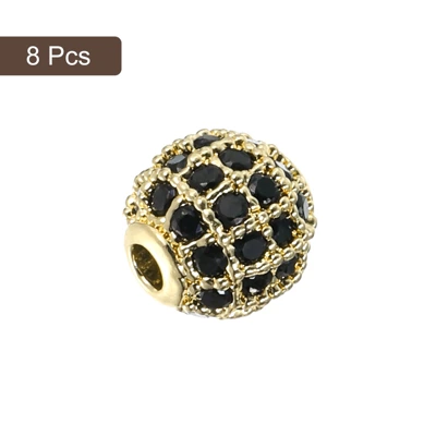 Unique Bargains Round Brass Rhinestone DIY Bracelets Earrings Charm Spacer Beads 8 Pcs - Image 2