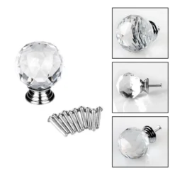 Unique Bargains Crystal Glass Wardrobe Cabinet Pulls