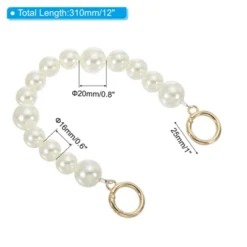 Unique Bargains Zinc Alloy Imitation Pearl Bead Purse Handbag Chain Strap Clutch 12" Light Gold