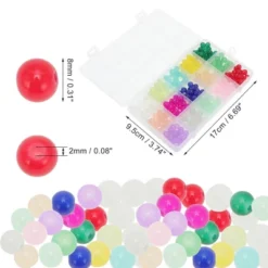 Unique Bargains Round Glass Beads For Bracelets 8mm Assorted Colors For Making Bracelet Making And DIY Crafts 300Pcs