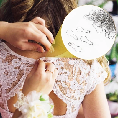 Unique Bargains Metal Bulb Small Breastpin Gourd Safety Pins Silver Tone 100 Pcs - Image 2