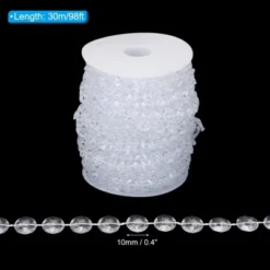 Unique Bargains Clear Plastic Resin DIY Decor Beaded Garland Strand 98 Ft Clear 1 Pc