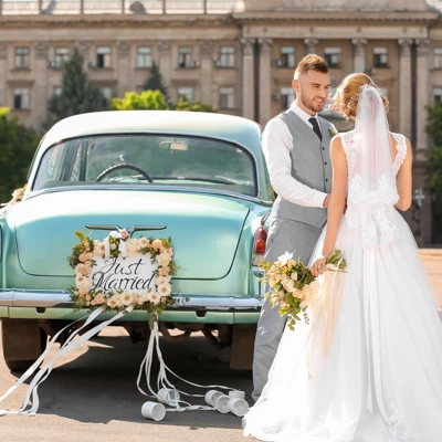 Unique Bargains Wedding Artificial Car Flowers White 1 Pc - Image 5