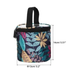 Unique Bargains Portable Crochet Knitting Sewing Craft Yarn Storage Bag Blue Leaves 5.12" X 5.51"