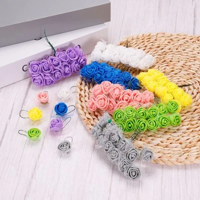 Unique Bargains Mini DIY Craft Decoration Artificial Rose Flower Head 72 Pcs Red - Image 4