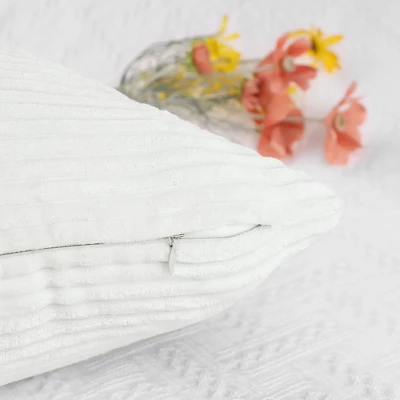 Unique Bargains Corduroy Modern Solid Striped Couch Sofa Home Decorative Pillow Covers 2 Pcs - Image 3