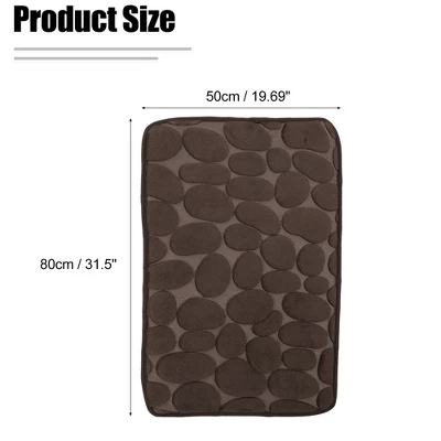 Unique Bargains Cobblestone Pattern Bathroom Rugs Polyester Bath Mat Machine Washable Brown 80x50cm - Image 3