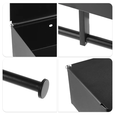 Unique Bargains Wall-Mount For Kitchen Bathroom Toilet Double Roll Tissue Holder Black 1 Pcs - Image 2