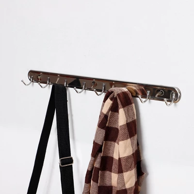 Unique Bargains Wall Mounted 8 Hooks Coat Towel Rack Hooks And Hangers Silver Tone 1 Pc - Image 4