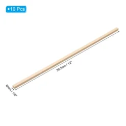 Unique Bargains Unfinished Long Square Polished Hardwood Craft DIY Dowel Rods 10 Pcs