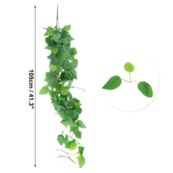 Unique Bargains Fake Autumn Plants Artificial Hanging Plant 41.3" Green 2 Pcs