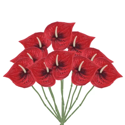 Unique Bargains Artificial Anthurium Lily Flowers For Home Decor 10 Pcs - Image 8