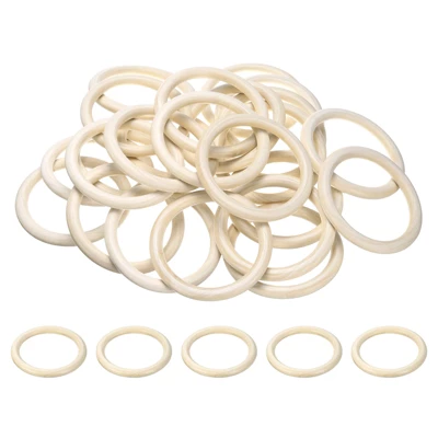 Unique Bargains Smooth Natural Unfinished Small Solid Wood Craft Ring 50 Pcs - Image 9