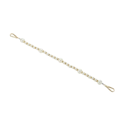 Unique Bargains Zinc Alloy Imitation Pearl Bead Purse Handbag Chain Strap Clutch 15" Light Gold - Image 3