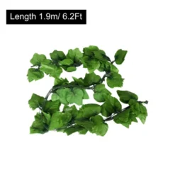 Unique Bargains Home Decor Green Grape Leaves Hanging Vine 6.2Ft Fabric Plastic Artificial Flowers Green 10 Pcs