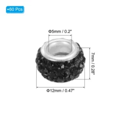 Unique Bargains Sparkling Disco Crystal Rhinestone Clay Beads DIY Craft Round Bead 0.47" 60 Pcs