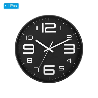 Unique Bargains Decorative Silent Non-Ticking Sweep Movement 3D Numbers Wall Clock 12 Inch - Image 2
