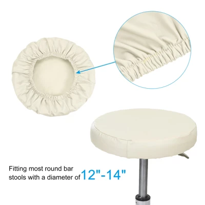 Unique Bargains Round PU Leather Bar Stool Cover For Dia 12"-14" Chair - Image 2
