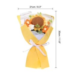 Unique Bargains Handmade Knitted Vibrant Color Low-Maintenance Artificial Flowers Yellow