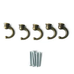 Unique Bargains DIY Bathroom Coat Towel Curtain Zinc Alloy Hooks Bronze Tone 5 Pcs